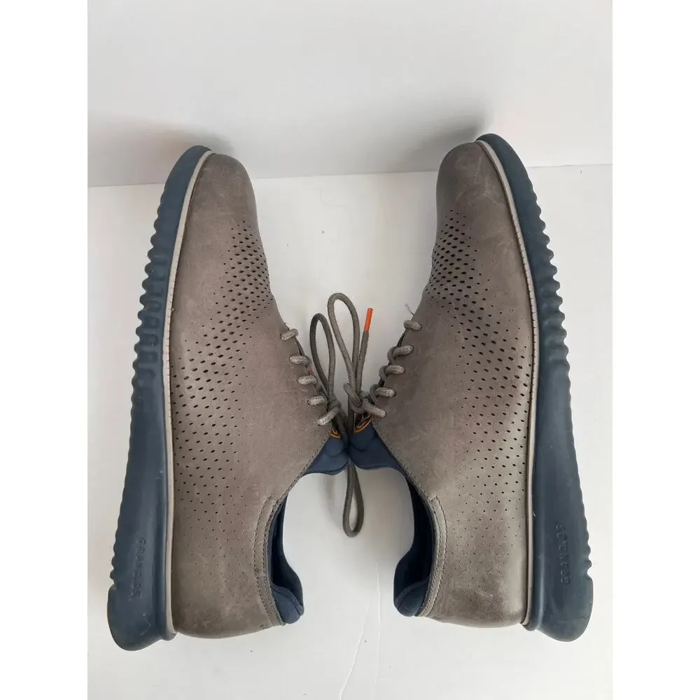 Cole Haan Zerogrand Gray Perforated Leather Wingtip Oxford Shoes Men Size 10.5